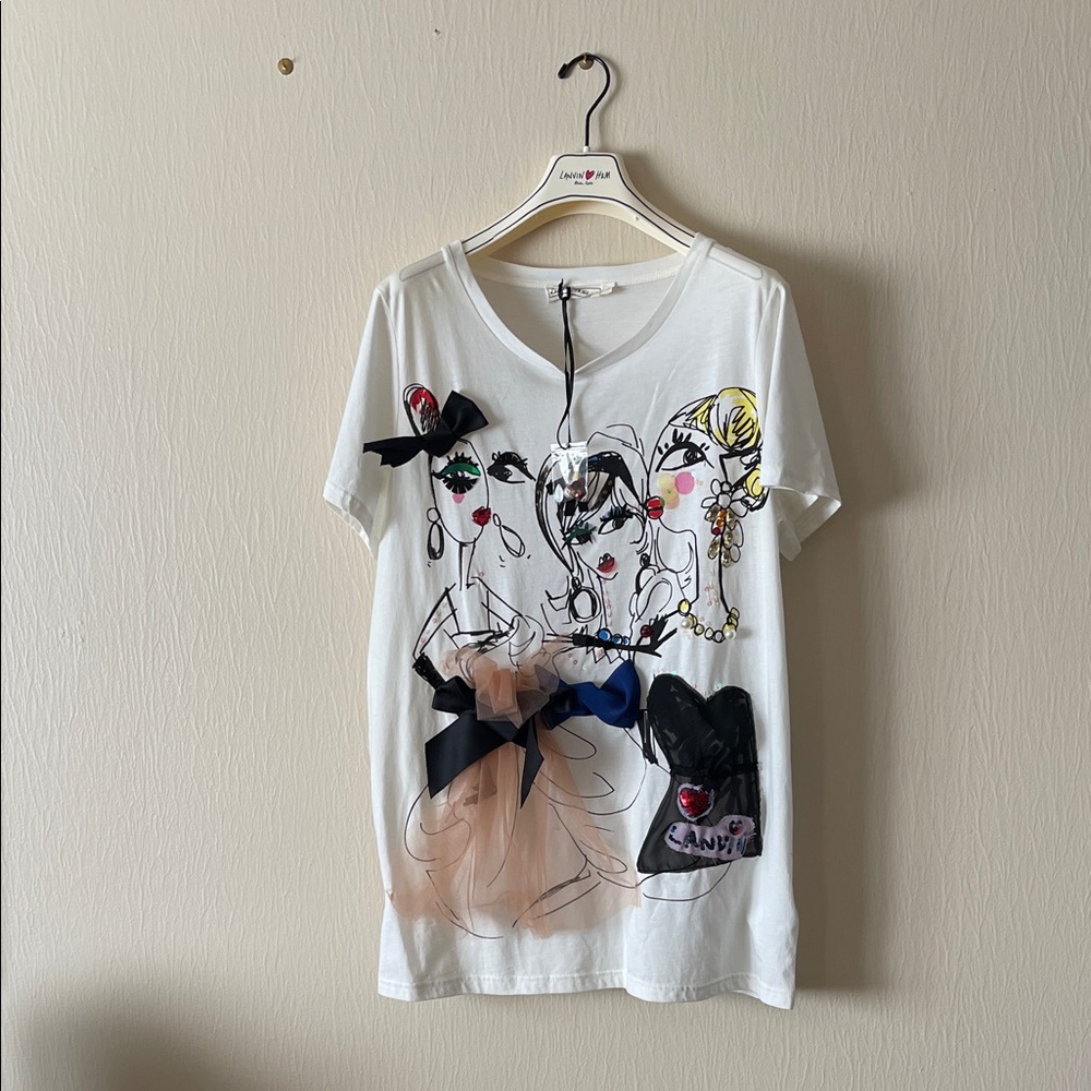 Lanvin for H&M White Graphic Tee INCLUDES Lanvin HANGER